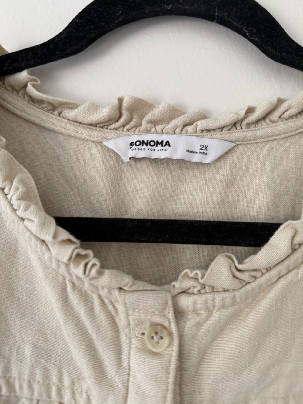 Sonoma Linen Blend Button Down Cream Beige Tank Blouse Size 2X Beachy Coastal - Picture 9 of 10